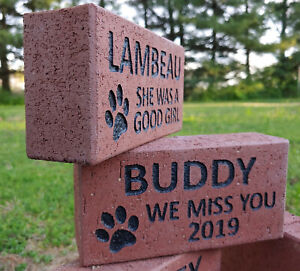  Personalized PET MEMORIAL STONE Engraved Custom Dog Cat Paw Paver Brick Memory