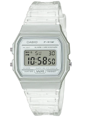 Casio F91WS-7, Reloj Cronógrafo Digital, Banda Resina Gelatina Transparente, Alarma, Fecha Foto 1 de 2