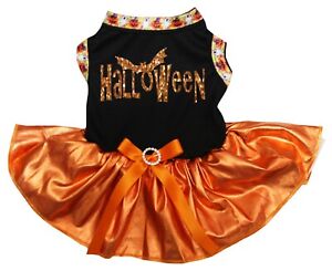 Halloween Puppy Dog Dress Orange Cat Apparel Small Pet Clothes Party Costume