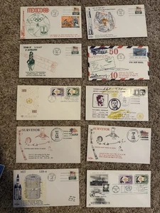 1960s First Day Covers - UN, LES-6, Surveyor, USS JFK, Air Mail, Mexico 88 - Picture 1 of 1