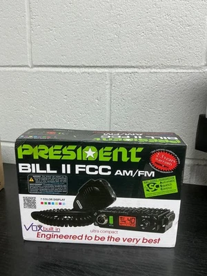President Bill II FCC AM/FM Ultra Compact 40 Channel CB Radio w/ Weather, USB - image 1 of 4