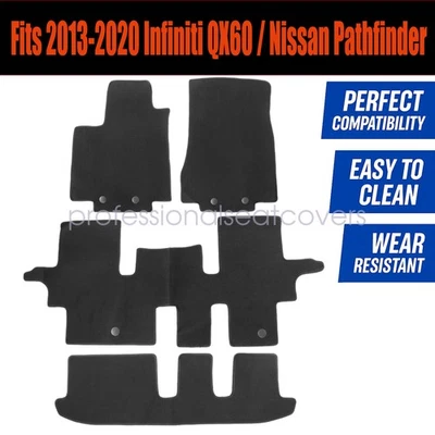 替换前后脚垫地毯丝绒适用于 2013 - 2020 英菲尼迪 QX60 4x — 第 1/4 张图片