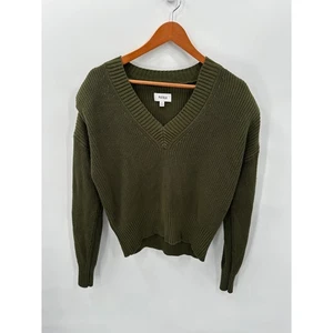 PISTOLA Evereve Dark Green V Neck Strong Shoulder Knit Sweater // XS - Picture 1 of 9