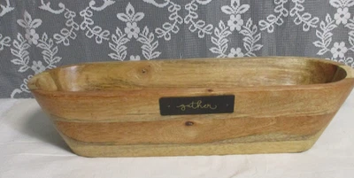 Bandeja de madera maciza ovalada para atrapar todo - Reunir en placa - 14,5" de largo Foto 1 de 4