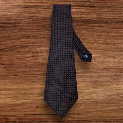 Vintage Polo by Ralph Lauren Men's Necktie Navy Blue Geometric Pattern Classic - Image 1 of 4