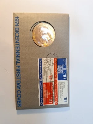 U.S.A. 1974 BICENTENNIAL FDC with a Gleaming John Adams "Proof" Medal FREE SHIP  - Image 1 of 2