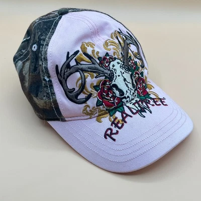 Realtree Paramount Outdoors Pink Camo Hat Deer Skull Rose Embroidery Rhinestone - Image 1 of 4