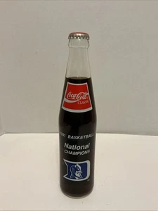 10 OZ COCA COLA COMMEMORATIVE BOTTLE - 1991 DUKE BASKETBALL CHAMPIONS - Picture 1 of 3