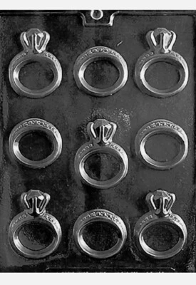 New Set of 2 Engagement Wedding Bridal Ring Chocolate Candy Soap Mold W051 - Image 1 of 3