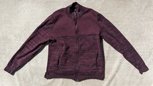 Men's Deep Ribbed Maroon Alfani Zip Up Jacket- XL - Picture 1 of 8