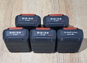 5x Hilti B12/2.6 Li-Ion Batteries 12 Volt 2.6 Amp Hour Faulty
