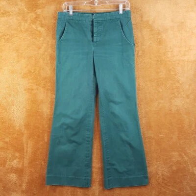 Pantalones MARNI Mujer Talla 40 Verde Chino Pierna Ancha 100% Algodón Botón Mosca Foto 1 de 4