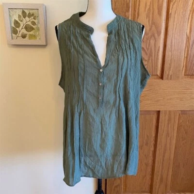 Top informal de verano Cocomo para mujer sin mangas verde cuello en V talla 2X Foto 1 de 4