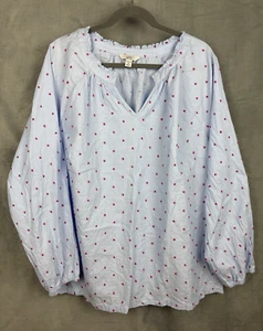 Croft & Barrow Womens Swiss Dot Peasant Top Size 3X Mature Office Retro - Picture 1 of 14