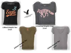 American Eagle Outfitters Graphic - Plain Top / Tee Shirt - Small - Black - Gray - Picture 1 of 13