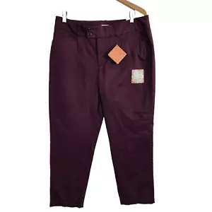Dockers Pants Women's Metro Ankle Truly Slimming Size 12 Womens Burgundy New - Picture 1 of 8