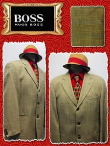HUGO BOSS Mens 42R  EINSTEIN BEIGE Checkered W/ Blue  WOOL Blazer  396182A - Picture 1 of 7