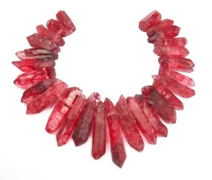 😏 Cristal de montaña - pepitas de encaje rojo rubí aprox. 20 cm hebra de perlas para cadena 😉 - Imagen 1 de 1