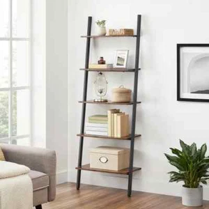 Ladder Shelf Bookcase 5 Tier Storage Shelving Unit Display Stand Wall Rack - Picture 1 of 9
