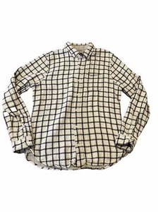 Mens Large Abercrombie & Fitch Long Sleeve White Blue Plaid Shirt (a149) - Picture 1 of 6