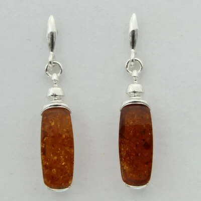 Pendientes Poste AMBAR BÁLTICO Natural Coñac/Marrón PLATA ESTERLINA 925 #1316 Foto 1 de 3