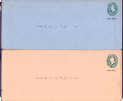 United States 2  stamped envelope SPECIMEN Washington 2 cts  Sice I 4 3/4 10 1/8 - Image 1 of 2