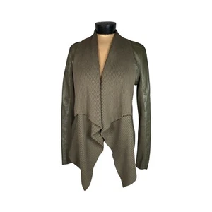 BLANK NYC All or Nothing Knit Drape Faux Leather Jacket Size S Olive - Bild 1 von 14