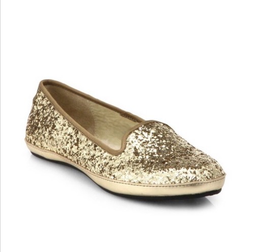 Mocassini slip on UGG Australia Alloway Glitter taglia 7 oro scarpe eleganti