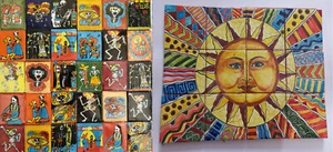 17" CERAMIC TILE MURAL + 100 assorted Day of the Dead 2"x2" tiles - Picture 1 of 6