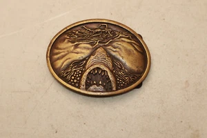 Vintage JAWS Belt Buckle Movie Poster Art Shark with Swimmer 1970's - Picture 1 of 16