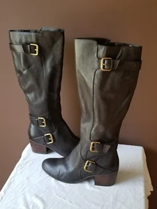 Isola knee high brown boots with buckles on the sides for embellishments, size 7 - Picture 1 of 5