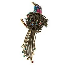 Heidi Daus "Fine Feathers" Crystal Accented Chain Link Drop Pin $190 Ret NWT - Picture 1 of 6