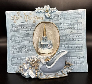 Vintage Garry Sharpe Keramik weiß Weihnachtslieder Liederbuch zum Aufziehen Musikwerke - Bild 1 von 8