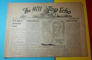 RARE VINTAGE 1954 FEB 26 THE HILL TOP ECHO HIGH SCHOOL NEWSPAPER JEFFERSON CITY - Foto 1 di 2