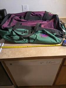 Vintage Ciao Colorado Wildlife Duffel Bag Purple Green Canvas wheeled Luggage - Picture 1 of 4