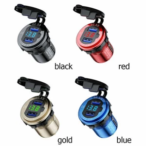 12V/24V Car Charger Socket QC3.0 Dual USB Port Volt Display Phone Fast Charging - Picture 1 of 14