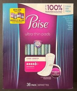 Poise Ultra Thin Pads Long Length Maximal 36 Pads - Bild 1 von 6
