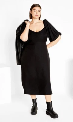 CITY CHIC Blake Midi Dress in Black Plus Size Small/16 NWT [RRP $119.95] - image 1 of 4