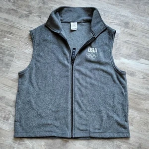US Olympic Team Vintage Vest Gray Fleece Full Zip Womens Size XL Made in USA - Picture 1 of 10