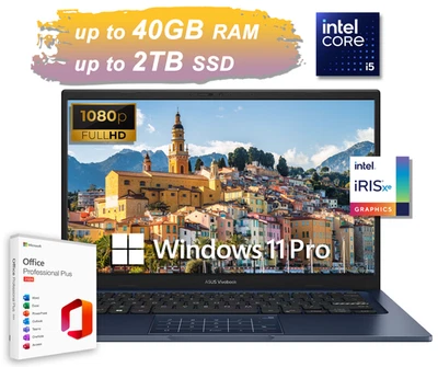 2025 ASUS Vivobook Laptop 14" FHD 10-Core Intel i5, Upto 40GB RAM 2TB SSD Office - Image 1 of 4