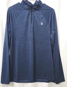 Spyder Men's Medium 1/4 Zip Pullover Blue Lightweight Long Sleeve Shirt Top - Picture 1 of 8