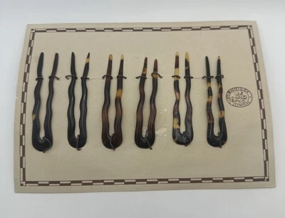 6 horquillas de pelo de celuloide vintage alfileres caparazón de tortuga ley alemana nuevas nuevas de stock Foto 1 de 4