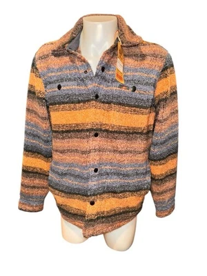 Chaqueta Camisa Hombre Faherty Range Heavy Pile Polar L Naranja Azul Rayas Foto 1 de 4