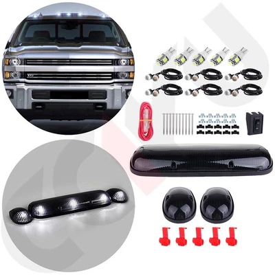 3PCS Fast shipping Smoke len cab light+White LED +Free Grille Lamp for Chevy GMC Foto 1 de 4