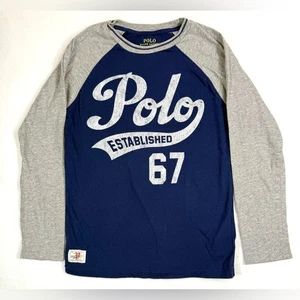 T-shirt POLO RALPH LAUREN Big Boys manica lunga retrò atletica S/8 ispirazione vintage - Foto 1 di 11