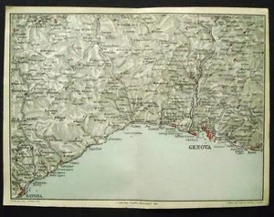 BERTARELLI.Topographie=SAVONA-GENUA_Umgebung.ITALY XX Sec.-1925c - Bild 1 von 1