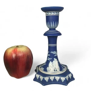19th Century Dark Blue Jasperware Candlestick Holder - Picture 1 of 8
