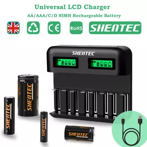 8 Slot Universal LCD Fast Battery Charger / AA AAA C D Rechargeable NiMH Battery - Picture 1 of 17