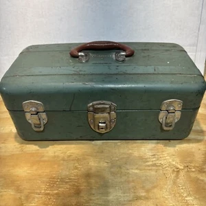 Cassetta degli attrezzi vintage scatola attrezzi mago blu verde western auto rara - Foto 1 di 10
