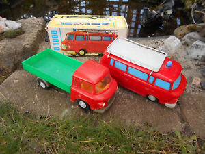 GDR toys 1:25 barkas B1000 as fire brigade and flatbed plus original packaging